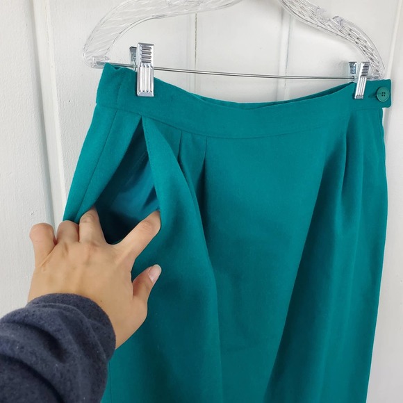 Vintage Miss Pendleton Emerald Green 100% Virgin Wool Skirt Womens Size 16 - Picture 3 of 9